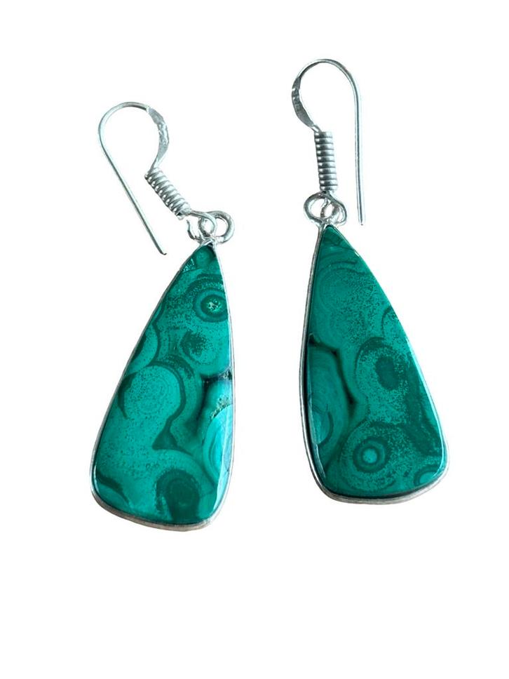 Handgemaakte Malachiet Edelsteen Oorbellen, Sieraden, Tassen en Uiterlijk, Oorbellen, Nieuw, Hangers, Overige materialen, Groen