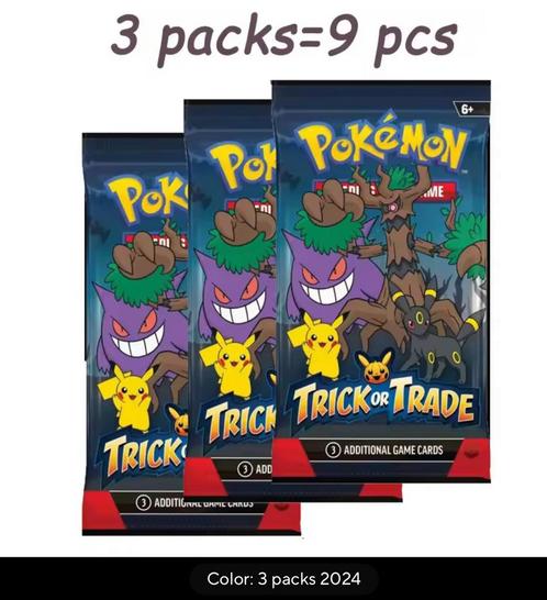 🎃Pokémon Trick or Trade 3Pakjes 9Kaarten Superleuk🔥, Hobby en Vrije tijd, Verzamelkaartspellen | Pokémon, Nieuw, Verzenden