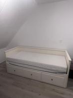 Ikea hemnes uitschuifbed, Gebruikt, Wit, Tweepersoons, Hout