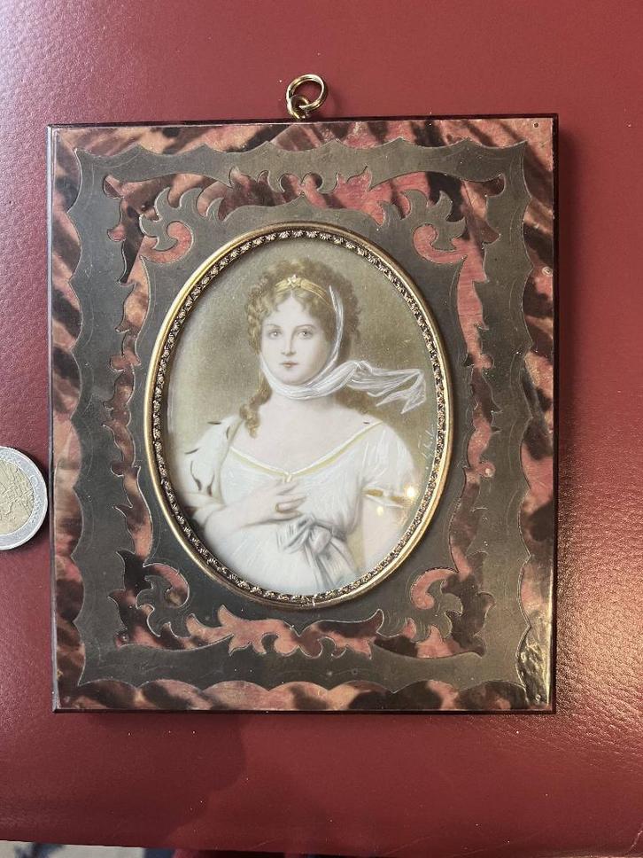 miniatuur portret, Antiek en Kunst, Kunst | Schilderijen | Klassiek, Ophalen of Verzenden