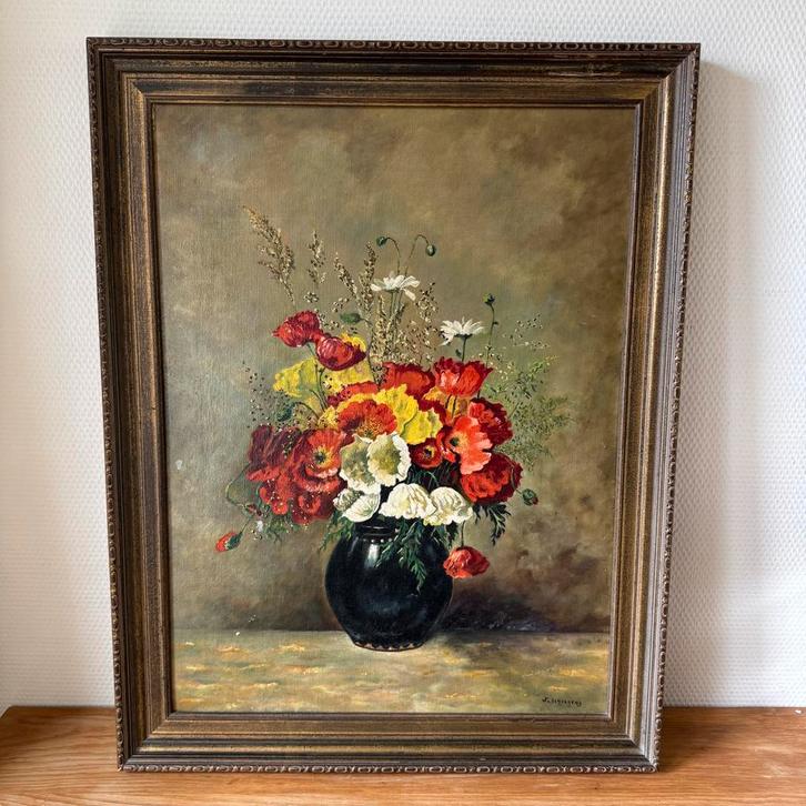 Antiek Klassiek Olieverf Schilderij, Stilleven, Bloemboeket, Antiek en Kunst, Kunst | Schilderijen | Klassiek, Ophalen of Verzenden