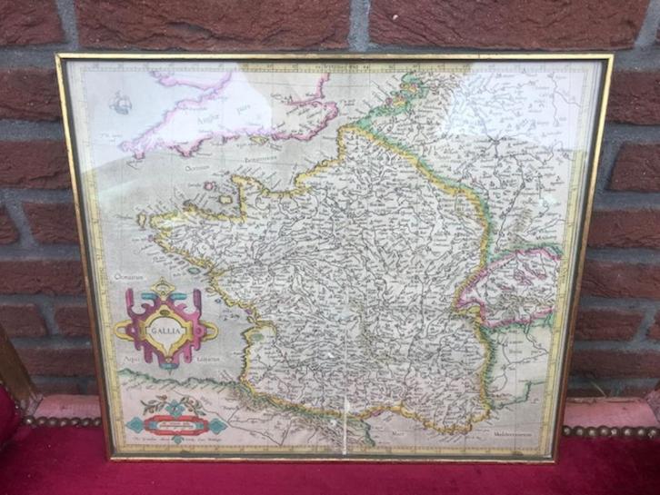 cartografie: antieke kaart van Mercator, 1595, Boeken, Atlassen en Landkaarten, Gelezen, Landkaart, Frankrijk, Voor 1800, Ophalen of Verzenden