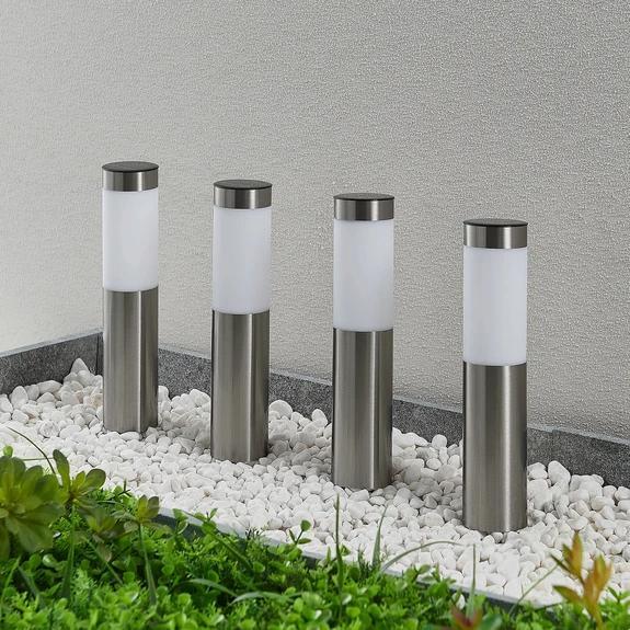 Tuinlamp, 4 stuks, solar, Tuin en Terras, Buitenverlichting, Nieuw, Rvs, Minder dan 50 watt, Zonne-energie, Led, Ophalen of Verzenden