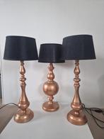 3 Stijlvolle lampen, goud/ koper kleurig, Ophalen, Gebruikt, Stof, 50 tot 75 cm