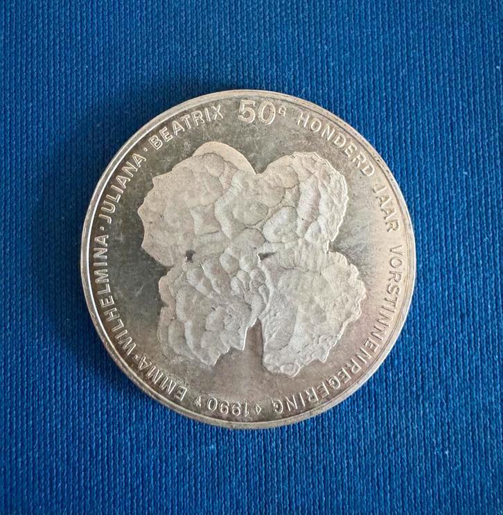 Zilveren 50 Gulden 1990 - Honderd Jaar Vorstinnen, Postzegels en Munten, Munten | Nederland, Losse munt, 50 gulden, Koningin Beatrix