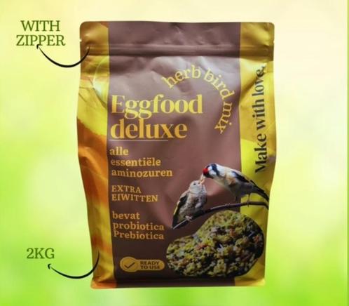 Eggfood Deluxe 2kg( met ritssluiting ) +Paardenbloem, biergi, Dieren en Toebehoren, Vogels | Toebehoren, Nieuw, Eten en Drinken