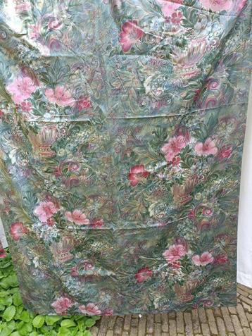 Gordijn gevoerd KOBE groen bloemen 75 x 235 cm beschikbaar voor biedingen