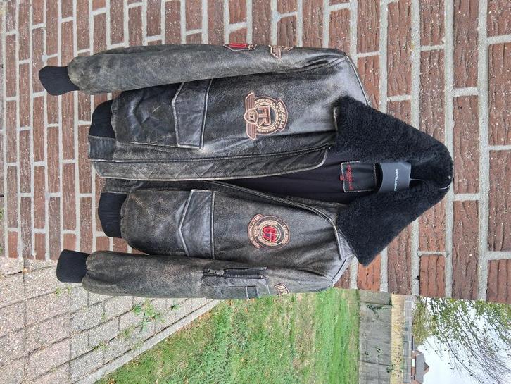 Heren Bomber Leer Jacket FROCCELLA WOMO Mt50/L, Kleding | Heren, Jassen | Winter, Zo goed als nieuw, Maat 48/50 (M), Grijs, Ophalen of Verzenden