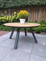 Teakhouten Eettafel Rond - 140cm, Ophalen, Rond, Zo goed als nieuw, Metaal