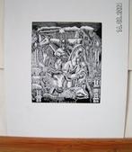H.Bekman prachtige Houtgravure Jozef, Maria met kindje Jezus, Ophalen of Verzenden