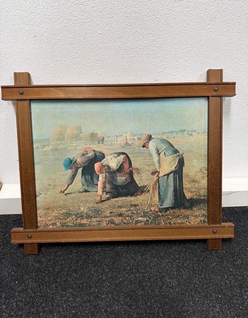 Schilderij "De Aardappelrapers" in houten lijst, Ophalen of Verzenden