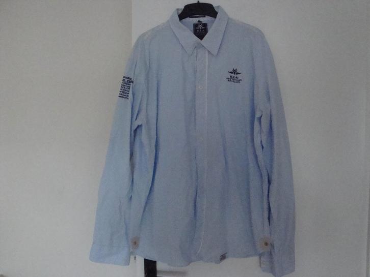 Licht blauw / wit NEW ZEALAND AUCKLAND overhemd. Maat XXL., Kleding | Heren, Grote Maten, Zo goed als nieuw, Overhemd, Overige kleuren