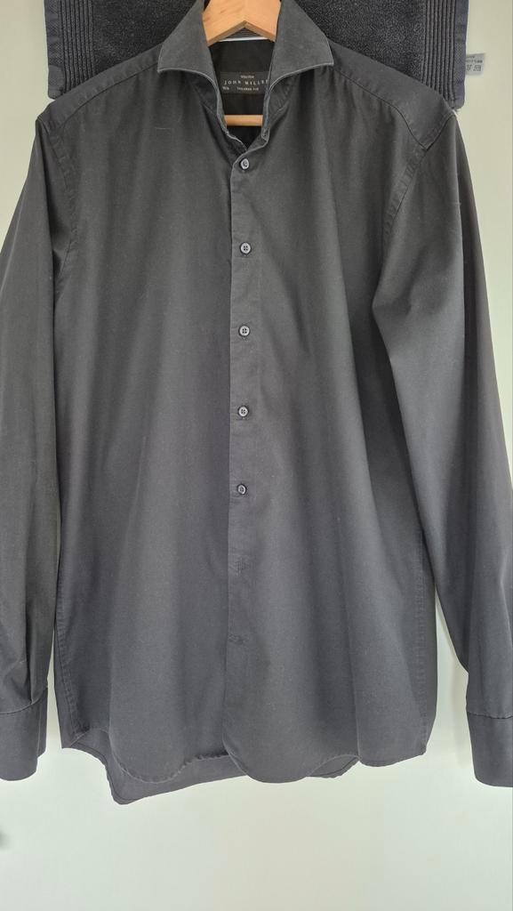 ZGAN! JOHN MILLER OVERHEMD ZWART TAILORED FIT STRETCH MT 39, Kleding | Heren, Overhemden, Zo goed als nieuw, Halswijdte 39/40 (M)