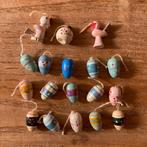 18 Vintage paashangers houten pasen hout hanger, Diversen, Pasen, Ophalen of Verzenden, Zo goed als nieuw