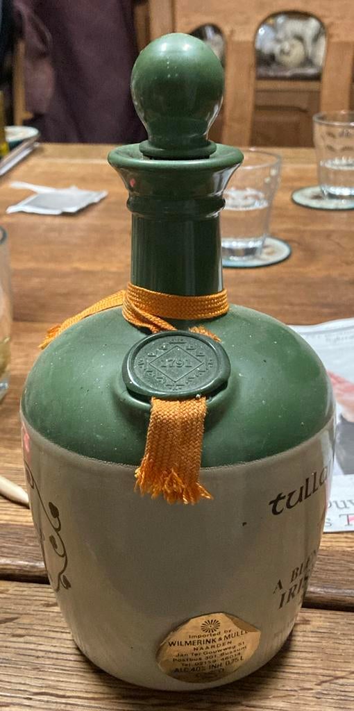 Tullamore Dew Keramische Fles met whiskey, aangebroken, Ophalen of Verzenden