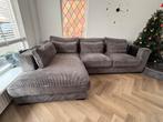Donkergrijze ribstof hoekbank, Huis en Inrichting, Banken | Complete zithoeken, Ophalen, Zo goed als nieuw