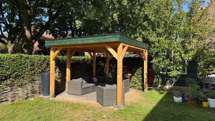 Mooie overkapping Douglas hout 3,5 x 3,5m - 3 maanden oud, Tuin en Terras, Overkappingen, Zo goed als nieuw, Tuinpaviljoen, Ophalen