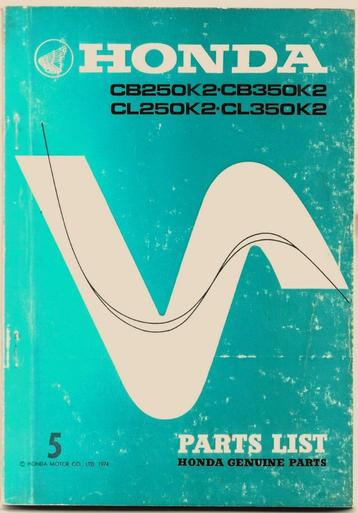 Honda CB250 K2 CB350 K2 CL250 K2 CL350 K2 Parts List (7500z) beschikbaar voor biedingen