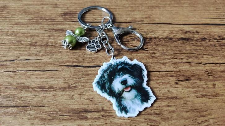 Sleutelhanger Tibetaanse terriër groot met beschermengeltje, Dieren en Toebehoren, Honden-accessoires, Nieuw, Verzenden