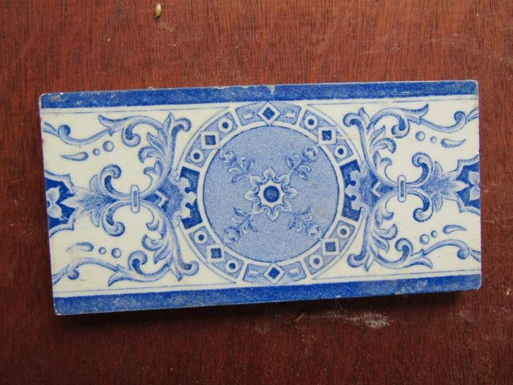 19 stuks mooie antieke blauwe randtegels, Antiek en Kunst, Antiek | Wandborden en Tegels, Ophalen of Verzenden