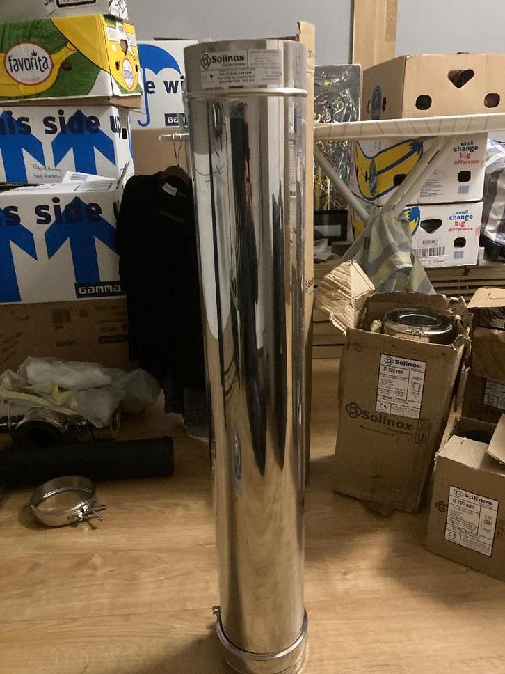 Dubbelwandige pijp Solinox, Doe-het-zelf en Verbouw, Buizen en Afvoer, Nieuw, Overige typen, Rvs, Minder dan 2 meter, 80 mm of meer