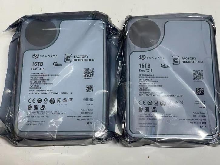 Seagate Exos X16 16TB HDD Garantie tot 2026 verzegeld, Computers en Software, Harde schijven, Refurbished, Desktop, Intern, HDD