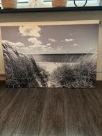 Zwart/wit canvas strand en zee vanuit duinen 120x80, Ophalen