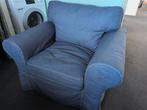 IKEA Ektorp fauteuil met spijkerstof hoes (+witte hoes), Ophalen, Gebruikt