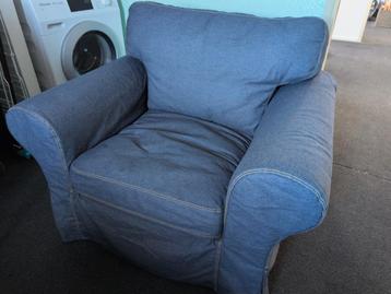 IKEA Ektorp fauteuil met spijkerstof hoes (+witte hoes) beschikbaar voor biedingen