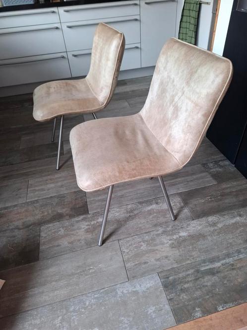 4 Eetkametstoelen Buffel Leer Beige, Huis en Inrichting, Stoelen, Gebruikt, Vier, Leer, Overige kleuren, Ophalen of Verzenden