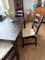 Uitschuifbare eethoek met 4 stoelen, Ophalen, Zo goed als nieuw, 4 tot 6 stoelen