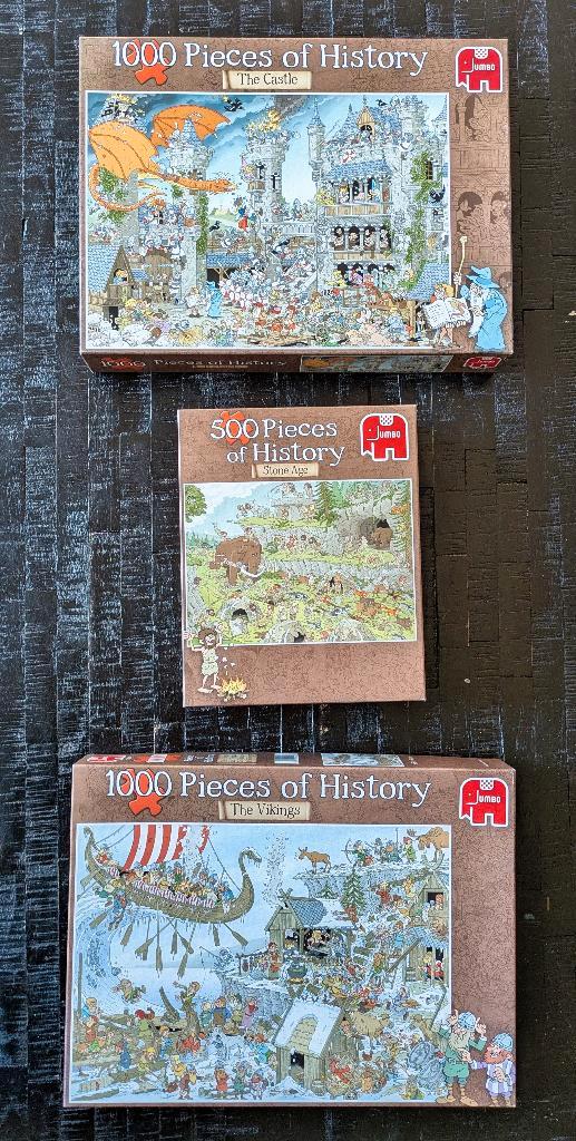 Puzzels - Pieces of History (3x), Hobby en Vrije tijd, Denksport en Puzzels, Zo goed als nieuw, Legpuzzel, 500 t/m 1500 stukjes