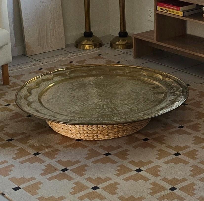 Rijk versierde Marokkaanse theetafel van 95cm met onderstel, Huis en Inrichting, Tafels | Salontafels, Ophalen, Gebruikt, 50 tot 100 cm