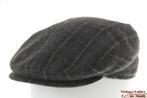 Vintage flatcap Platte pet grijs en bruin met drukknoop 56,5, Ophalen of Verzenden, Gedragen, 57 cm (M, 7⅛ inch) of minder, Pet