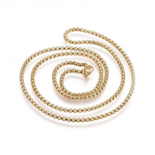 Stainless steel ketting ketting ronde schakels goud 2,5mm (6, Sieraden, Tassen en Uiterlijk, Kettingen, Nieuw, Overige materialen