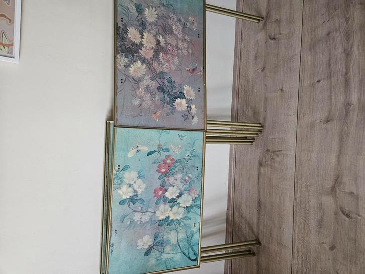 Vintage inklapbare bijzettafels (set van 4) – retro TV trays, Huis en Inrichting, Tafels | Bijzettafels, Gebruikt, Rechthoekig