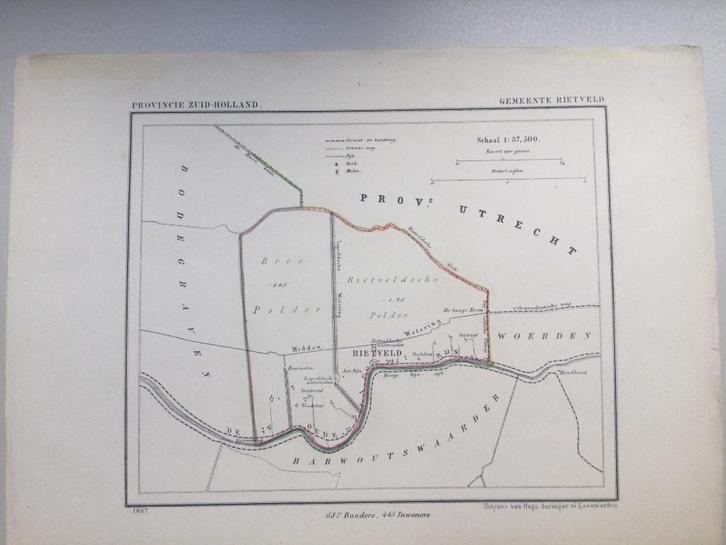 Bodegraven, Rietveld, 1867, Antiek en Kunst, Kunst | Etsen en Gravures, Verzenden