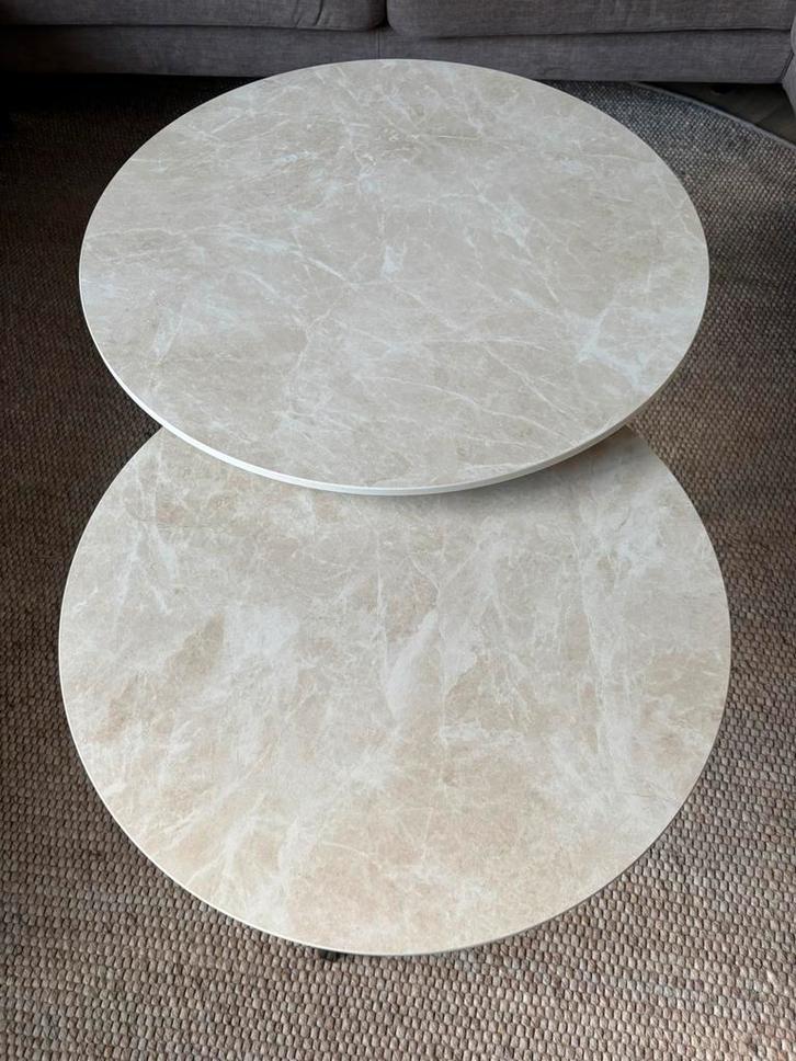 Nieuwe Keramieke salontafelset 60-70cm, Huis en Inrichting, Tafels | Salontafels, Nieuw, Minder dan 50 cm, 50 tot 100 cm, Rond