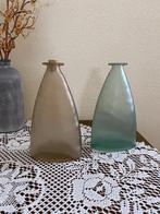 retro ovale vaas, frosted / matglas, div.kleuren roze /groen, Overige kleuren, Ophalen of Verzenden, Minder dan 50 cm, Glas