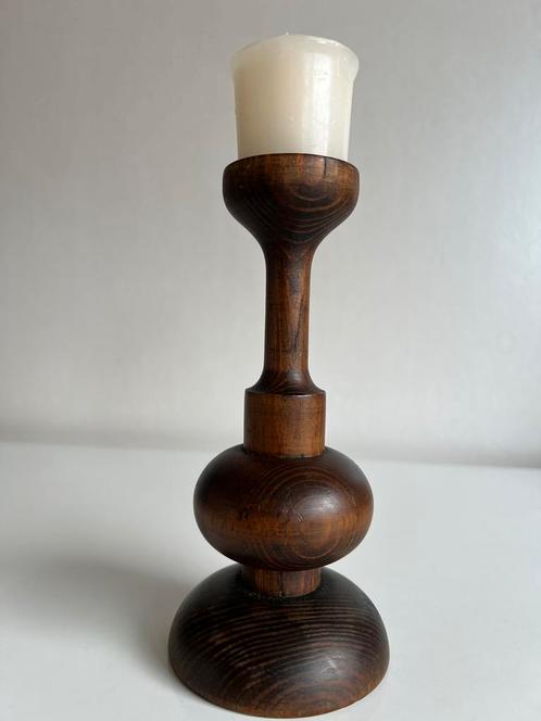 Vintage Aarikka Finland Teakhout Kandelaar Jaren 60, Huis en Inrichting, Woonaccessoires | Kandelaars en Kaarsen, Gebruikt, Kandelaar
