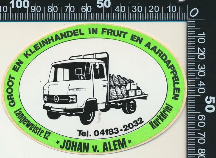 Sticker: Johan van Alem Groot en Kleinhandel - Kerkdriel (2), Verzamelen, Stickers, Zo goed als nieuw, Bedrijf of Vereniging, Verzenden