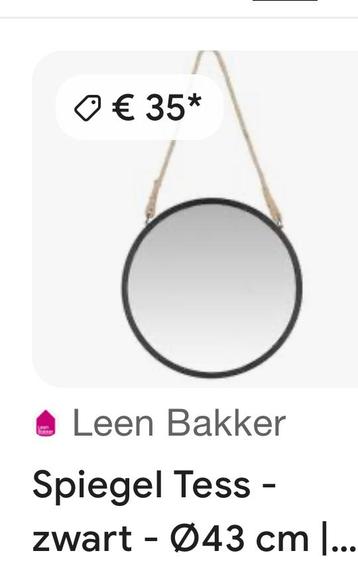 Leen Bakker Spiegel Tess - Zwart - Ø43 cm beschikbaar voor biedingen