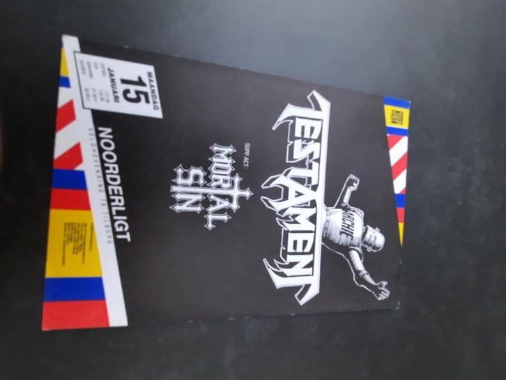 Testament Noorderligt Tilburg flyer concert kaartje ticket, Verzamelen, Muziek, Artiesten en Beroemdheden, Ophalen of Verzenden