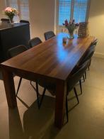 eettafel van massief walnotenhout, Ophalen, Gebruikt, 200 cm of meer, 50 tot 100 cm