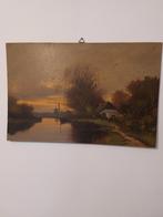 Boerderij, molen,water en brug. H.Hermans?, Antiek en Kunst, Kunst | Schilderijen | Klassiek, Ophalen of Verzenden