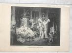 C. Schweninger, Maskenprobe, 1895, or. gravure, 29x23cm.Mooi, Antiek en Kunst, Kunst | Etsen en Gravures, Ophalen of Verzenden
