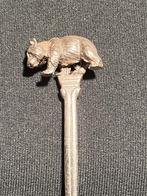 Vintage verzilverd lepeltje met beer op de steel., Ophalen of Verzenden