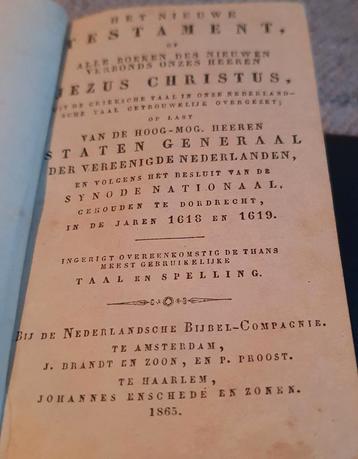 Oude Bijbel - Het Nieuwe Testament 1865 beschikbaar voor biedingen