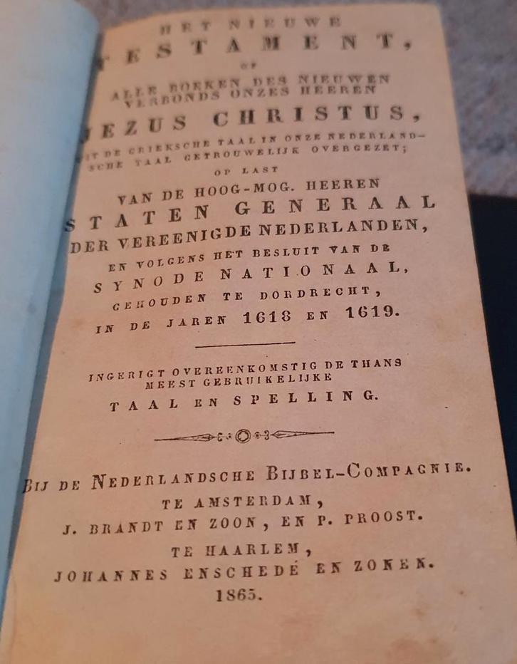 Oude Bijbel - Het Nieuwe Testament 1865, Antiek en Kunst, Antiek | Boeken en Bijbels, Ophalen of Verzenden