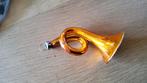 Antieke glazen gouden trompet kersthanger gebruikte kerstbal, Ophalen of Verzenden